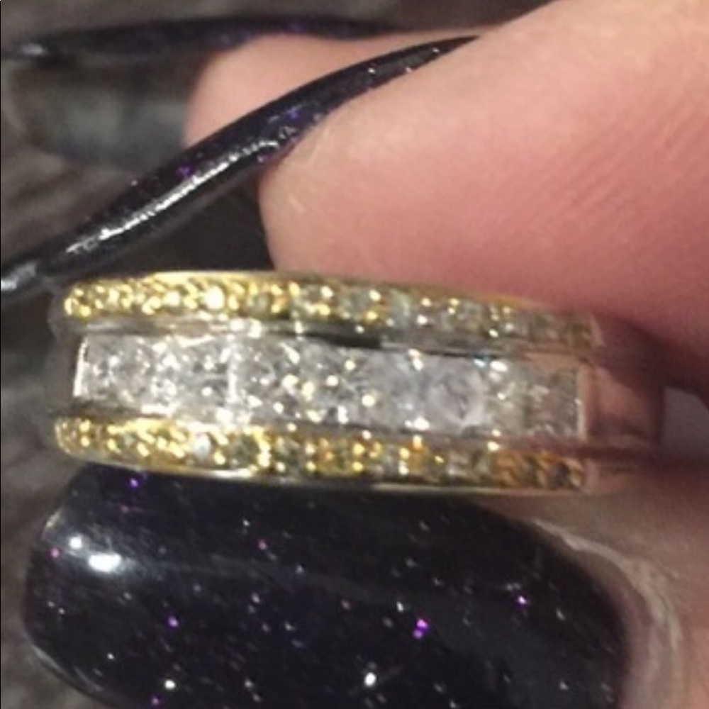 SOLD Princess cut diamonds white & yellow gold